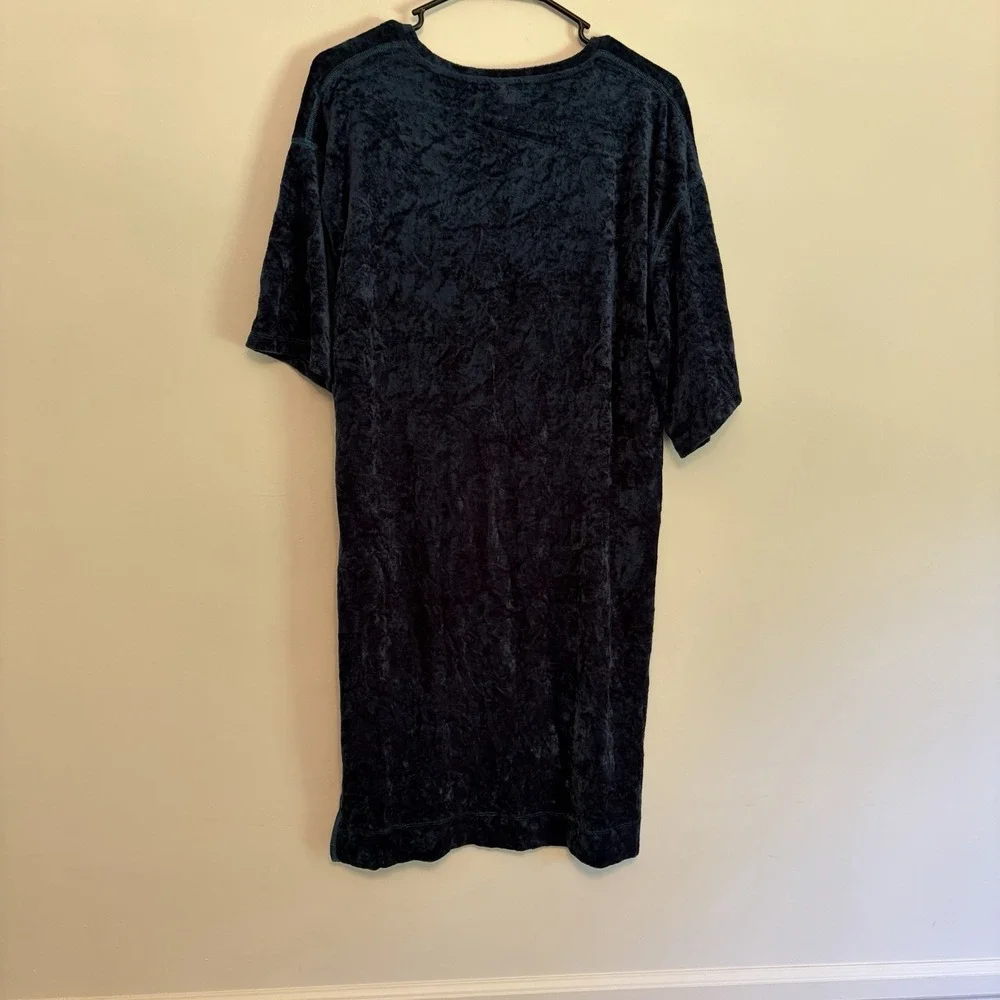 We The Free Free People‎ Teal Blue Crushed Velvet V-Neck Tunic Top Mini Dress XS